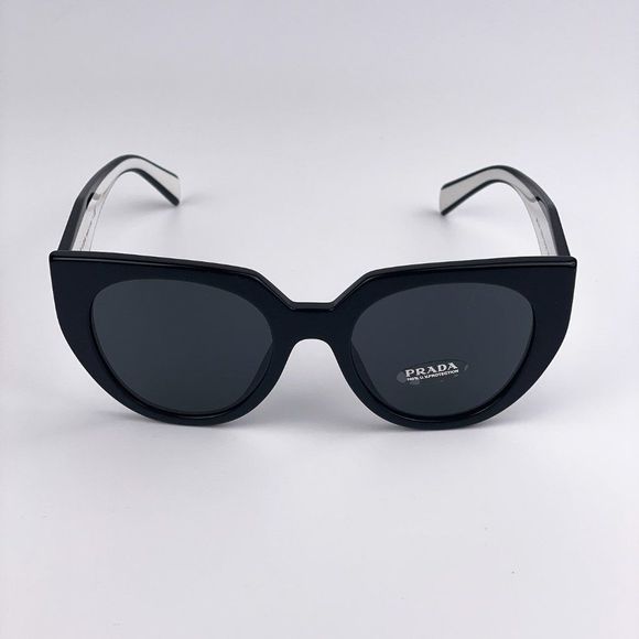 Prada PR14WS 09Q-5S0 Sunglasses Black Gray Cat Eye Oversized Women - Picture 4 of 10